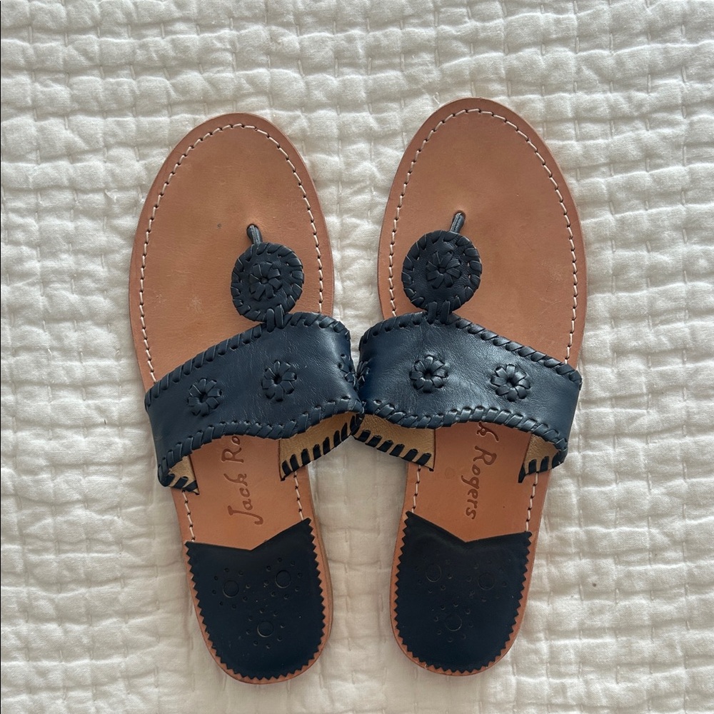 Jack Rogers Midnight Blue Leather Slides